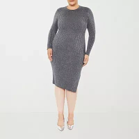 Forever 21 Ribbed Sweater Womens Long Sleeve Midi Bodycon Dress Juniors Plus