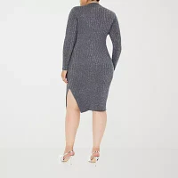 Forever 21 Ribbed Sweater Womens Long Sleeve Midi Bodycon Dress Juniors Plus