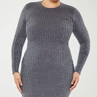 Forever 21 Ribbed Sweater Womens Long Sleeve Midi Bodycon Dress Juniors Plus