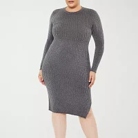 Forever 21 Ribbed Sweater Womens Long Sleeve Midi Bodycon Dress Juniors Plus