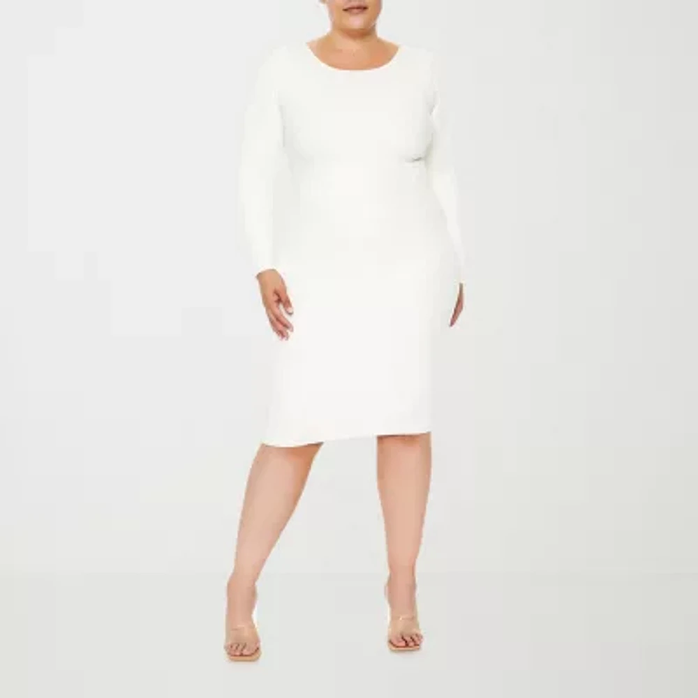 Forever 21 White Sweater Dress Womens Long Sleeve Midi Bodycon Juniors