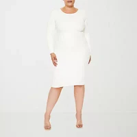 Forever 21 White Sweater Dress Womens Long Sleeve Midi Bodycon Juniors Plus