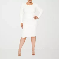 Forever 21 White Sweater Dress Womens Long Sleeve Midi Bodycon Juniors Plus