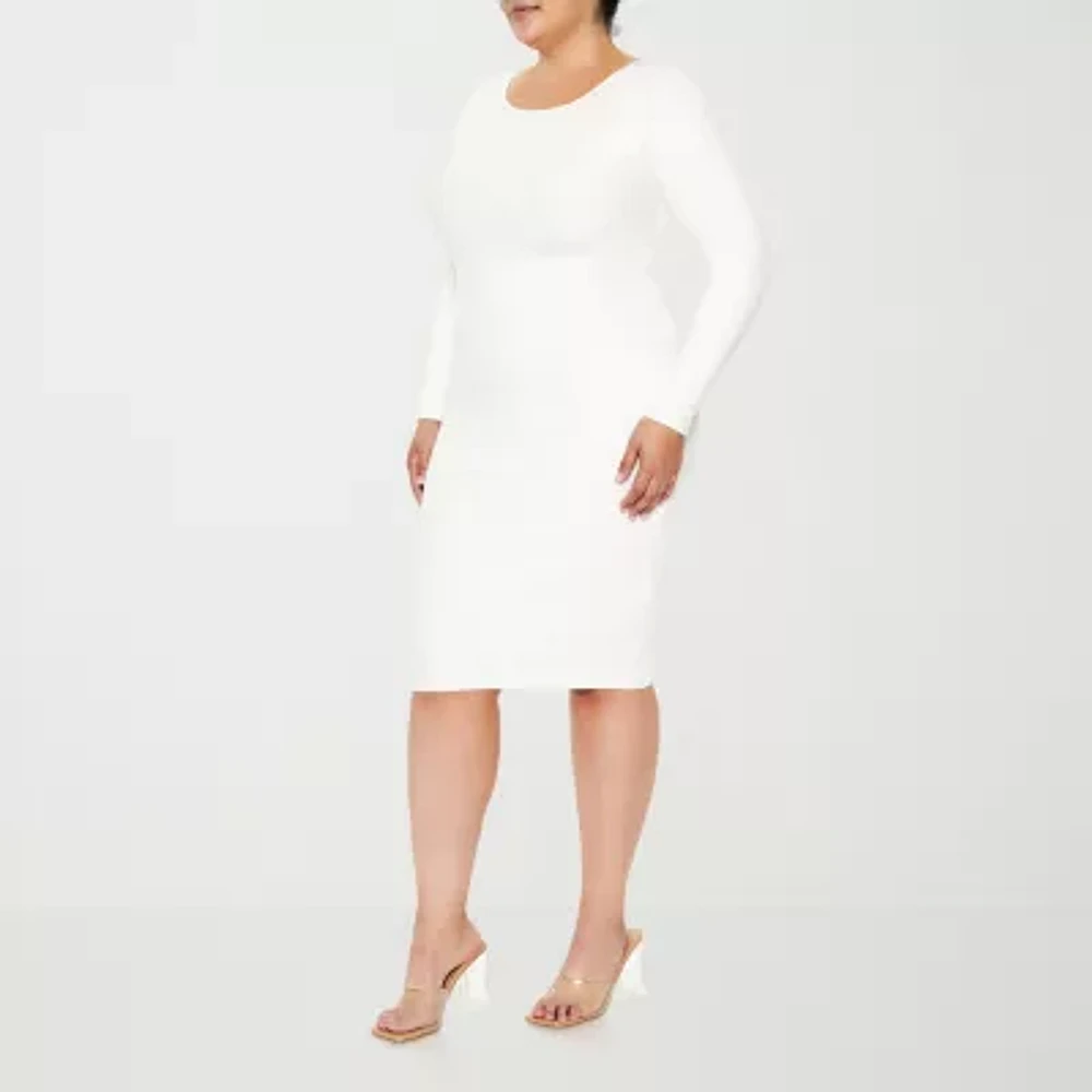 Forever 21 White Sweater Dress Womens Long Sleeve Midi Bodycon Juniors