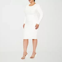 Forever 21 White Sweater Dress Womens Long Sleeve Midi Bodycon Juniors Plus