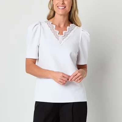 Liz Claiborne Womens V Neck Short Sleeve Adaptive Blouse