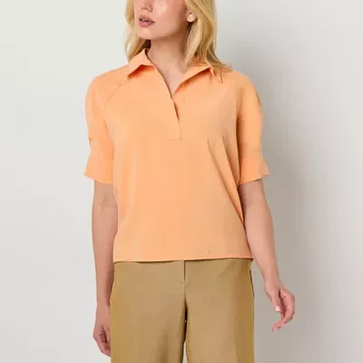 Worthington Womens Short Sleeve Blouse