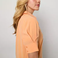 Worthington Womens Short Sleeve Blouse