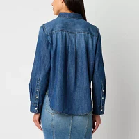 a.n.a Womens Long Sleeve Regular Fit Button-Down Shirt