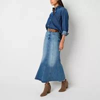 a.n.a Fit And Flare Womens High Rise Long Denim Skirt