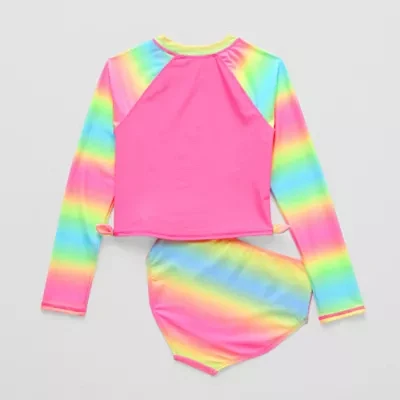 Thereabouts Little & Big Girls Tie Dye Rash Guard Set