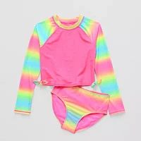 Thereabouts Little & Big Girls Tie Dye Rash Guard Set