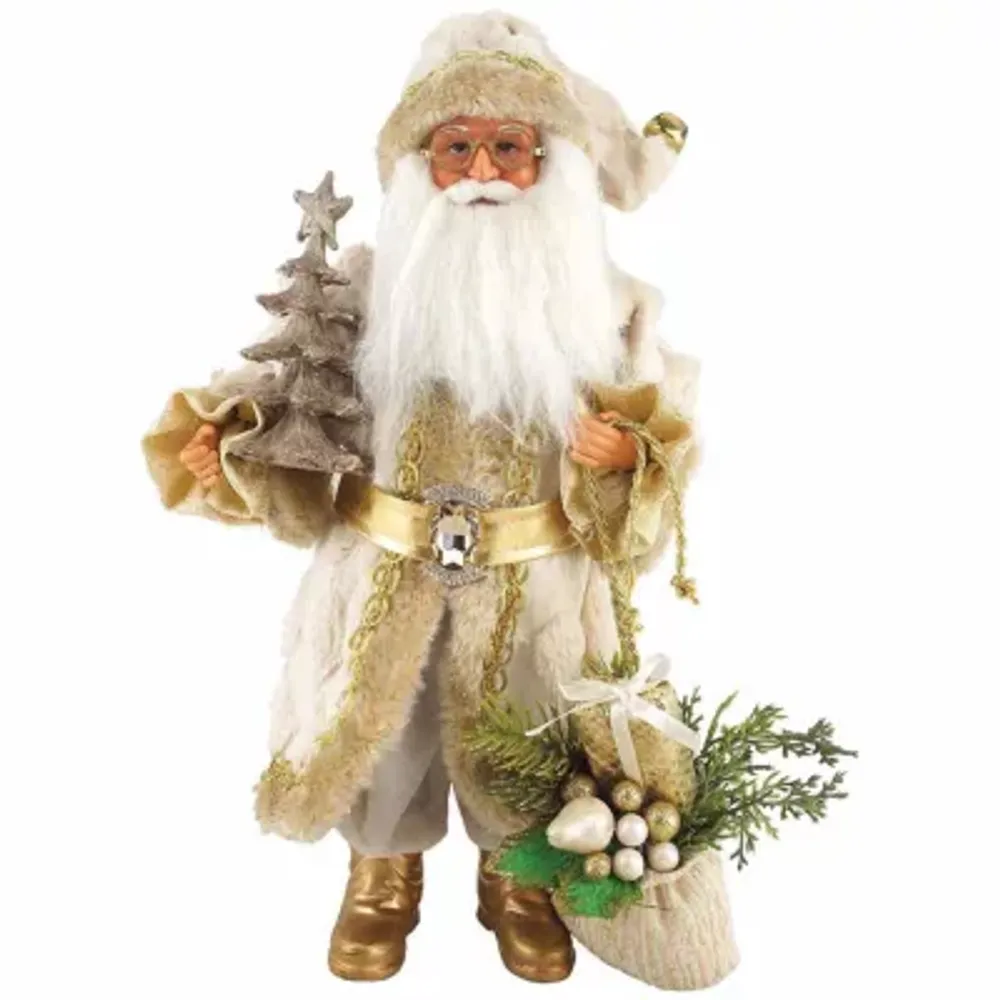 15" Golden Splendor " Hand Painted Santa Figurine