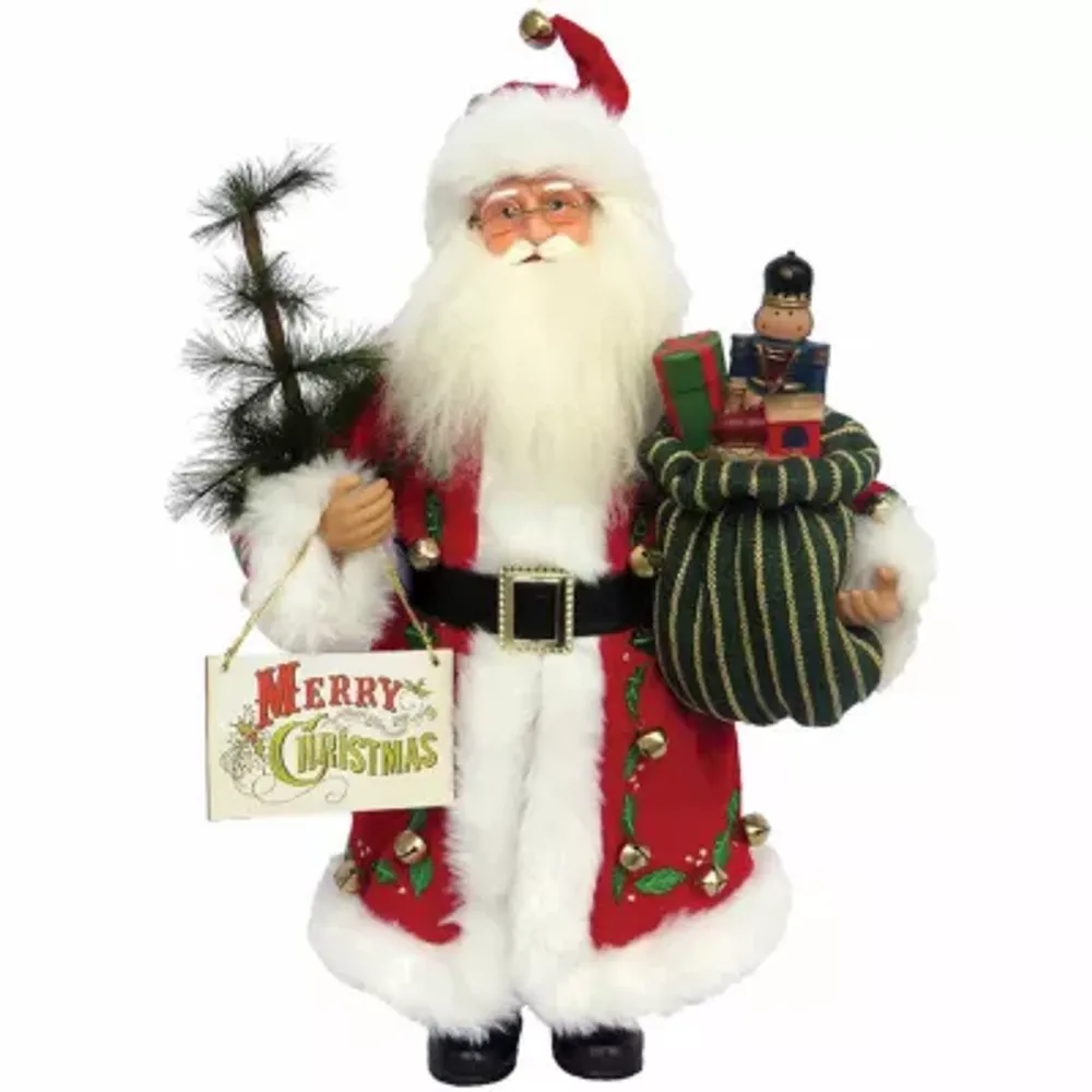 15" Merry Christmas" Hand Painted Santa Figurine