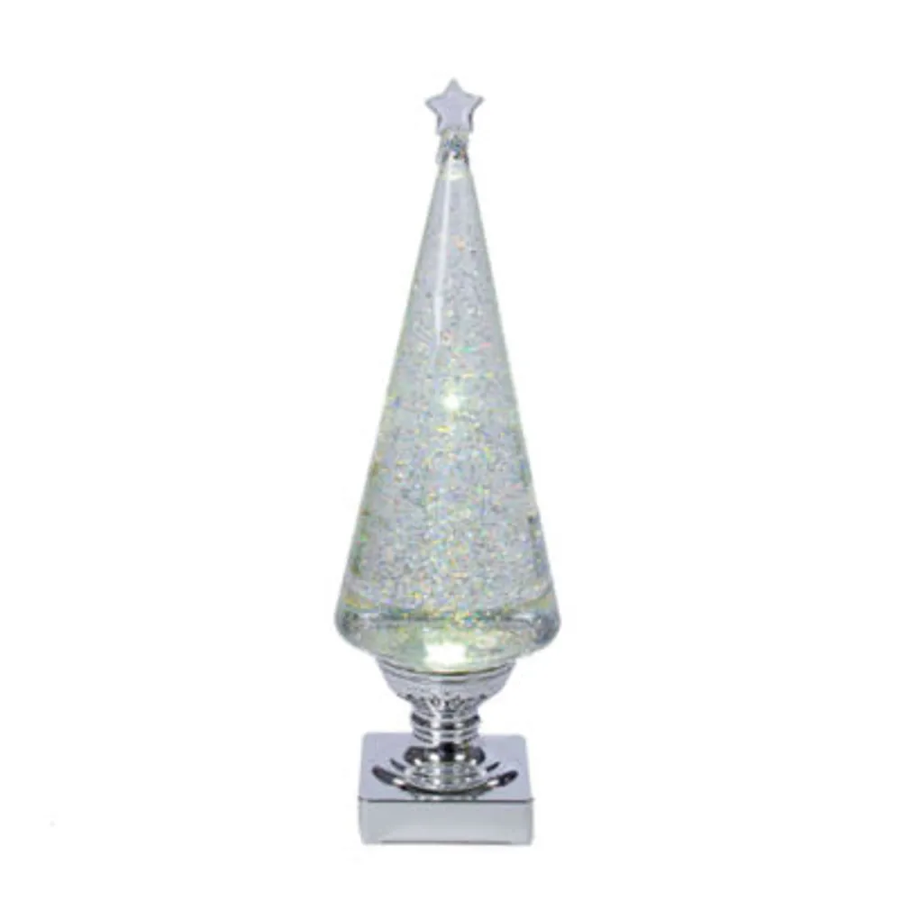 Kurt Adler 14" Battery-Operated Clear and Silver Lava LED Lighted Christmas Tree