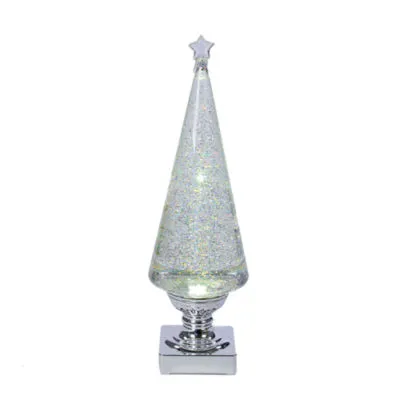 Kurt Adler 14" Battery-Operated Clear and Silver Lava LED Lighted Christmas Tree