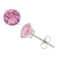 Lab Created Pink Sapphire 10K Gold 6mm Stud Earrings