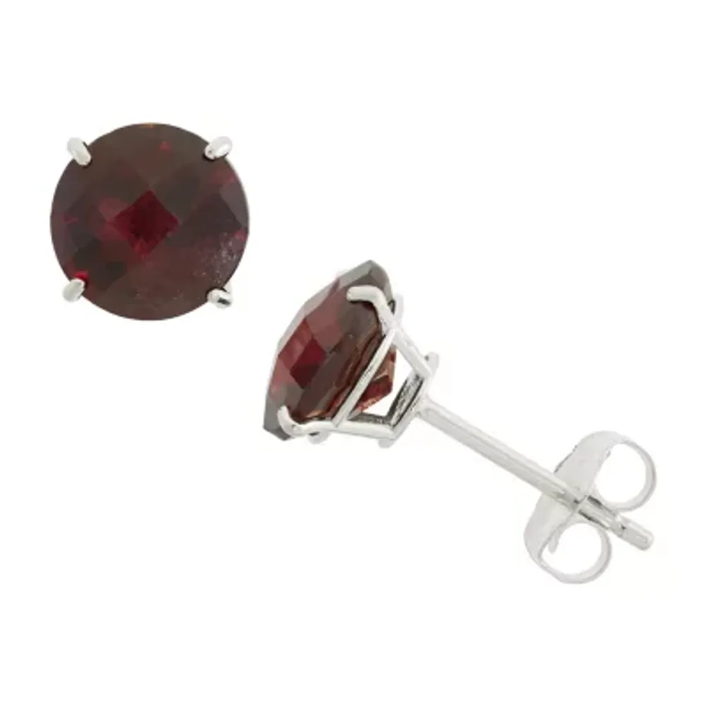 Genuine Red Garnet 10K Gold 6mm Round Stud Earrings