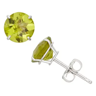 Genuine Green Peridot 10K Gold 6mm Round Stud Earrings