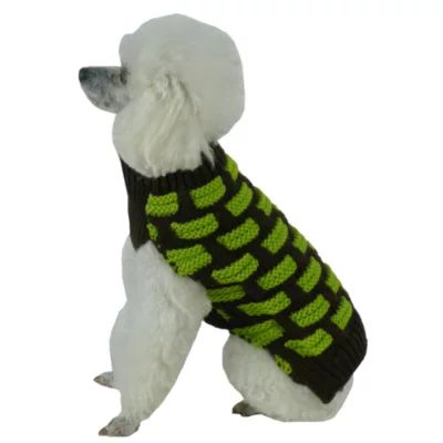 The Pet Life Fashion Weaved Heavy Knit Designer Ribbed Turtle Neck Dog Sweater