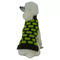 The Pet Life Fashion Weaved Heavy Knit Designer Ribbed Turtle Neck Dog Sweater