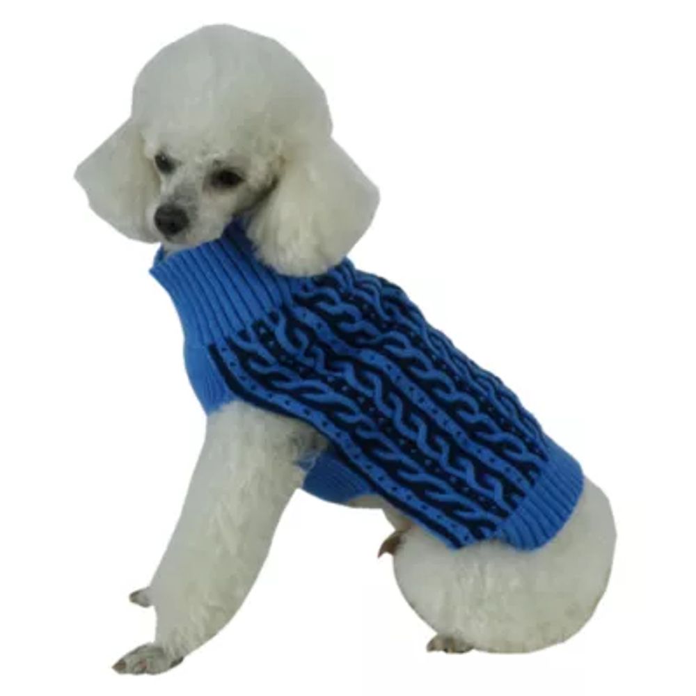 The Pet Life Harmonious Dual Color Weaved Heavy Cable Knitted Fashion Designer Dog Sweater