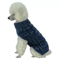 The Pet Life Classic True Blue Heavy Cable KnittedRibbed Fashion Dog Sweater