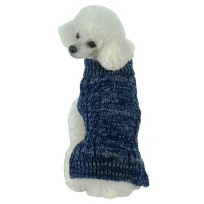 The Pet Life Classic True Blue Heavy Cable KnittedRibbed Fashion Dog Sweater