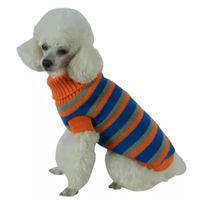 The Pet Life Heavy Cable Knit Striped Fashion Polo Dog Sweater