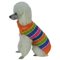 The Pet Life Tutti-Beauty Rainbow Heavy Cable Knitted Ribbed Designer Turtle Neck Dog Sweater