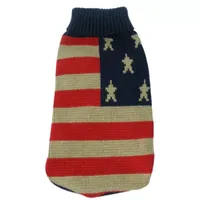 The Pet Life Patriot Independence Star Heavy Knitted Fashion Ribbed Turtle Neck Dog Sweater
