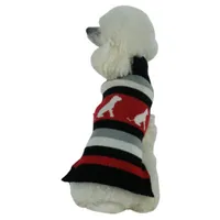 The Pet Life Dog Patterned Stripe Fashion Ribbed Turtle Neck Sweater