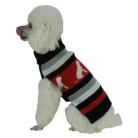 The Pet Life Dog Patterned Stripe Fashion Ribbed Turtle Neck Sweater