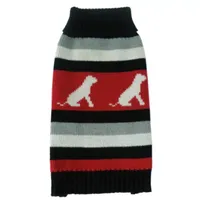 The Pet Life Dog Patterned Stripe Fashion Ribbed Turtle Neck Sweater