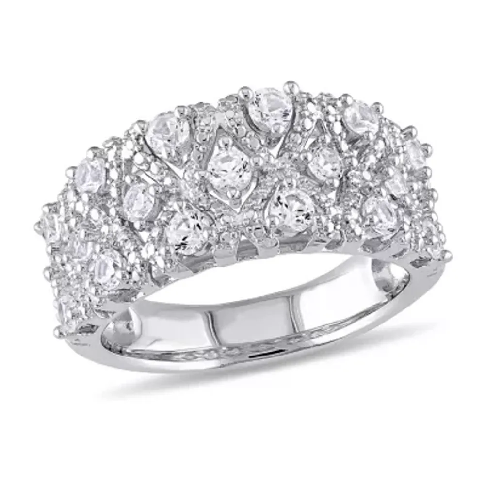 Womens Lab Created White Sapphire Sterling Silver Cocktail Ring