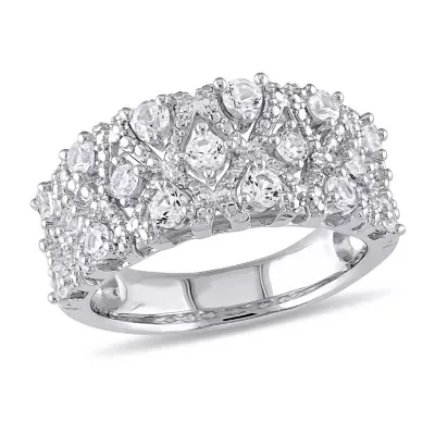 Womens Lab Created White Sapphire Sterling Silver Cocktail Ring