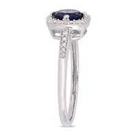 Womens 1/7 CT. T.W. Lab Created Blue Sapphire 10K White Gold Cocktail Ring