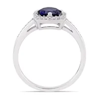 Womens 1/7 CT. T.W. Lab Created Blue Sapphire 10K White Gold Cocktail Ring