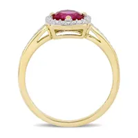 Womens 1/7 CT. T.W. Lab Created Red Ruby 10K Gold Cocktail Ring