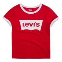 Levi's Big Girls Retro Ringer Tee Round Neck Short Sleeve Graphic T-Shirt