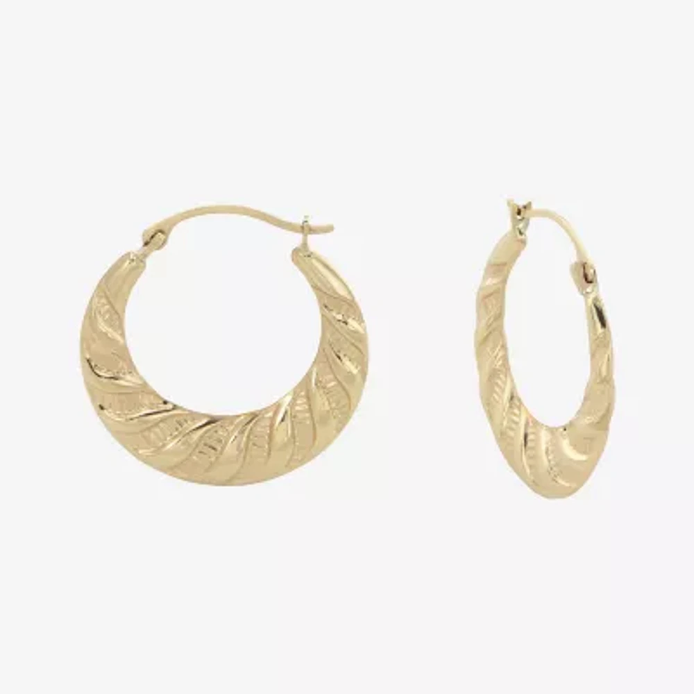 Croissant Womens 14K Gold 20mm Round Hoop Earrings