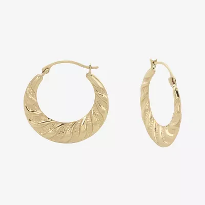 Croissant Womens 14K Gold 20mm Round Hoop Earrings