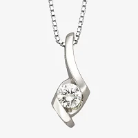 Sirena® 1/5 CT. Natural Diamond Solitaire Pendant 14K White Gold Ribbon Pendant Necklace