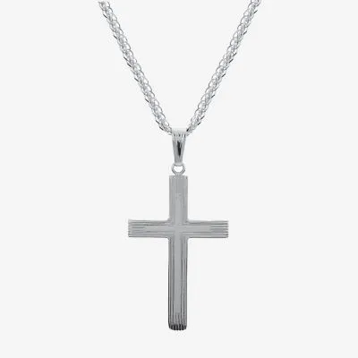 Made in Italy Mens Sterling Silver Cross Pendant Necklace