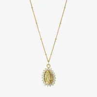 Diamonart Lady Of Guadalupe Womens Cubic Zirconia 14K Gold Over Silver Oval Pendant Necklace