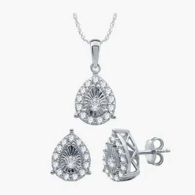 1 CT. T.W. Natural White Diamond Sterling Silver Pear 2-pc. Jewelry Set