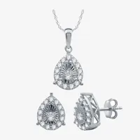 1 CT. T.W. Mined White Diamond Sterling Silver Pear 2-pc. Jewelry Set