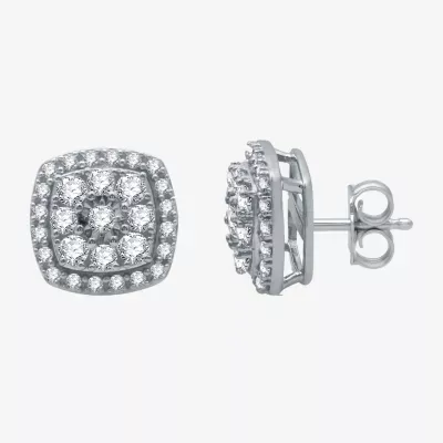 1 CT. T.W. Natural White Diamond Sterling Silver 11.1mm Stud Earrings