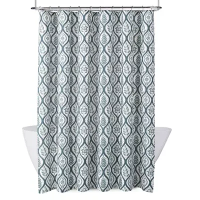 Liz Claiborne Green Leaf Ogee Shower Curtain