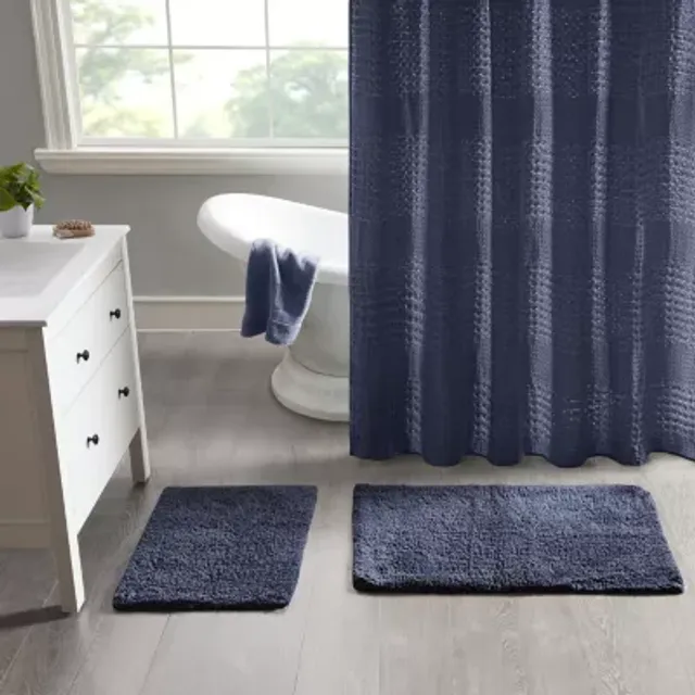 17 x 24 Griffie Collection Blue & Gray 100% Polyester Rectangle Bath Rug  - Better Trends